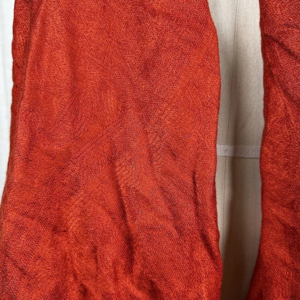 100% Cashmere Burnt Orange Fringe Scarf   34